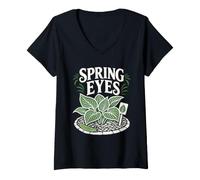 Women's Hosta Spring Garden Slug Vintage V-Neck T-Shirt