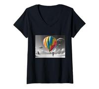 Womens Hot Air Balloons Journey to The Unknown V-Neck T-Shirt