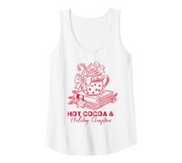 Womens Hot Cocoa and Holiday Chapters Cozy Reading Christmas Design Tank Top