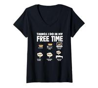 Womens Hot Dog Lover Free Time Eat Talk Dream V-Neck T-Shirt