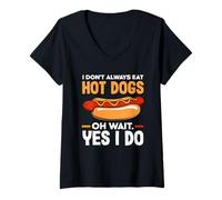 Womens Hot Dog Lover I Don't Always Eat Hot Dogs V-Neck T-Shirt