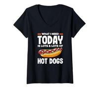 Womens Hot Dog Lover What I Need Today Is Lots Of Hot Dogs V-Neck T-Shirt