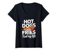 Womens Hot Dogs and Fries Fuel My Life V-Neck T-Shirt