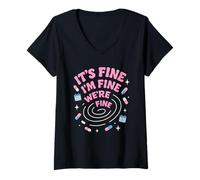 Womens Hot Girl Anxiety Glam Therapy Humor Overthinking Aesthetic V-Neck T-Shirt