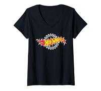 Womens Hot Wheels Festive Lights Logo V-Neck T-Shirt
