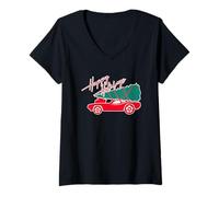 Womens Hot Wheels Happy Holidays My Other Ride is a Sleigh V-Neck T-Shirt