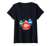 Womens Hot Wheels Holiday Ornaments V-Neck T-Shirt