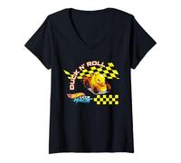 Women's Hot Wheels Let's Race - Duck 'N Roll V-Neck T-Shirt