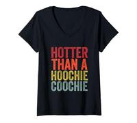 Womens Hotter Than A Hoochie Coochie - Funny Cute Country Music V-Neck T-Shirt