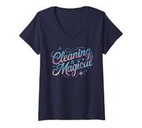 Womens House Cleaning is Magical Therapy Cardio Janitor Crew Clean V-Neck T-Shirt