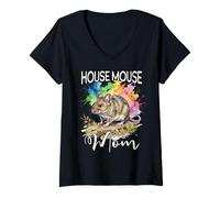Women's House Mouse Mom House Mouse V-Neck T-Shirt