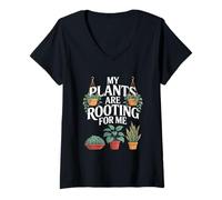 Women's House Plants My Plants are Rooting for Me V-Neck T-Shirt