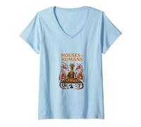 Womens Houses and Humans Funny Parody RPG Gamer Gaming V-Neck T-Shirt