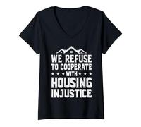 Women's Housing Rights Poverty Cancel Rent Stop Evictions V-Neck T-Shirt