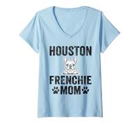 Womens Houston Frenchie Mom Gift Texas French Bulldog TX Dog Lover V-Neck T-Shirt