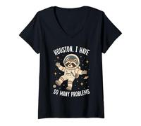 Women's Houston I Have So Many Problems Raccoon V-Neck T-Shirt