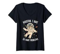 Women's Houston I Have So Many Problems Wolf V-Neck T-Shirt