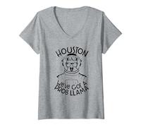 Womens Houston We've Got a Prob Llama Space Alpaca V-Neck T-Shirt