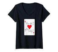 Women's How Did I Get So Lucky Ace Card Hearts Valentine Anniversary V-Neck T-Shirt