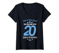 Womens How Good You Look After 20 Years of Service Work Anniversary V-Neck T-Shirt