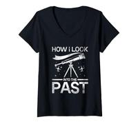 Women's How I Look in Past Stargazing Stargazer Astronomy Night Sky V-Neck T-Shirt