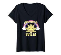 Womens How Lovely Evil is (Funny Cute Little Devil Graphic) V-Neck T-Shirt
