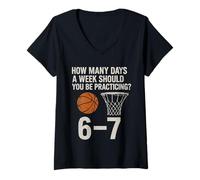 Womens How Many Days Funny 67 Meme Basketball Practice Viral Humor V-Neck T-Shirt