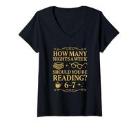 Womens How Many Nights a Week Reading 6-7 Book Style V-Neck T-Shirt