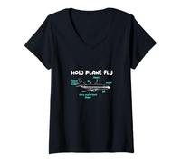 Women's How Plane Fly Aerospace Engineer Pilot Airplane Flying V-Neck T-Shirt