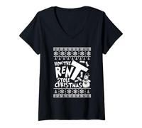 Womens How The Rent Stole Christmas Funny Holiday V-Neck T-Shirt