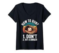 Womens How to Bunt Dont Hit A Dinger Quote V-Neck T-Shirt