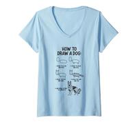 Women's How to Draw A Dog V-Neck T-Shirt