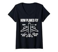 Womens How to Fly Planes Pilot Plane Pilot Aviation V-Neck T-Shirt