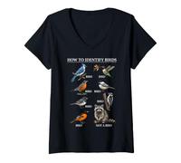 Women's How to Identify Birds Humorous Raccoon Identification V-Neck T-Shirt