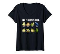 Women's How to Identify Frogs Funny Wildlife Chart Frog Lover V-Neck T-Shirt