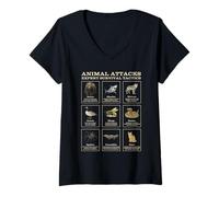 Womens How to Survive Animal Attacks - Funny Cartoon Safety Guide V-Neck T-Shirt
