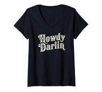 Womens Howdy Darlin Country Western Southern Charm Style V-Neck T-Shirt