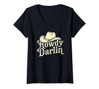 Womens Howdy Darlin Country Western Southern Charm Style V-Neck T-Shirt