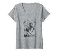 Women's Howdy Darling, Western Country Graphic V-Neck T-Shirt