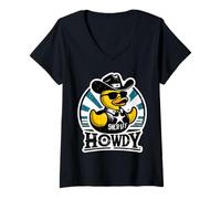Women's Howdy Duck Wild West Rubber Duck V-Neck T-Shirt