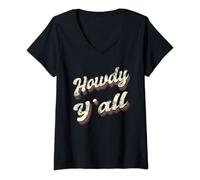 Womens Howdy Y’all Cowboy Cowgirl Western Wear Country Music Funny V-Neck T-Shirt