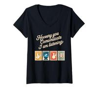 Women's However You Communicate Funny Duck Lover Mom Stamps Envelope V-Neck T-Shirt