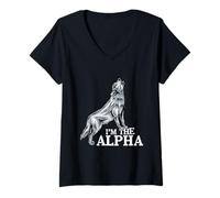 Women's Howling Alpha Wolf Pack Dominant Assertive Design V-Neck T-Shirt