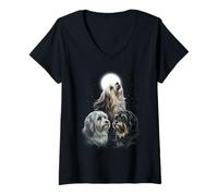 Women's Howling At The Moon Havanese V-Neck T-Shirt