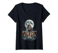 Women's Howling At The Moon Tigers V-Neck T-Shirt