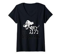 Womens Howling Ghost Dog Shirt Skeleton Puppy Halloween Costume V-Neck T-Shirt