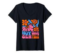 Womens Hoy Elijo Ser Feliz Funny Cute Spanish Latin V-Neck T-Shirt