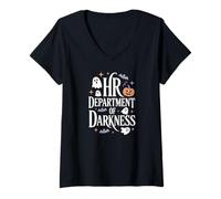 Womens HR Department of Darkness HR Manager Halloween Team Sarcasm V-Neck T-Shirt