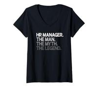 Womens HR Manager The Man Myth Legend Design V-Neck T-Shirt