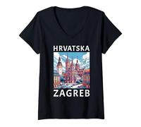 Womens Hrvatska Zagreb V-Neck T-Shirt